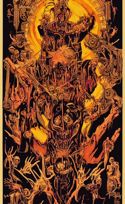 Image similar to cursed with necronomicon horrorcore cel animation poster depicting godlike rat being worshipped by heathens, intricate faces, metropolis, 1 9 5 0 s movie poster, post - processing, vector art