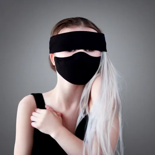 Prompt: ghost girl blindfolded in black dress