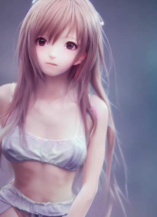 Prompt: the most beautiful cute anime girl full body shot with highly detailed eyes, professional 3 d visualisation in pastel colours, by wlop, intricate linework, trending on artstation, unreal engine 5 highly rendered