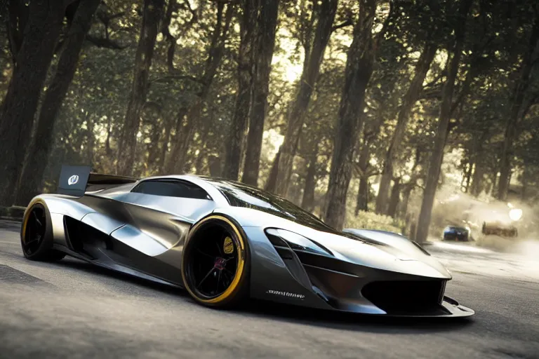 Image similar to photo wallpaper sport car gran turismo 7 forza horizon need for speed fast and furious 5 unreal engine supercar hypercar game concept car octane render, 4 khd 2 0 2 2 3 d cgi rtx style chrome reflexion global illumination ray tracing hdr arstation pixar and disney unreal