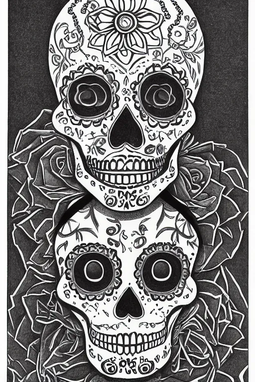 Image similar to Illustration of a sugar skull day of the dead girl, art by m c escher