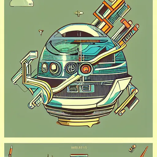 Prompt: retrofuturistic illustrations of space by mehmet reha tugcu from behance