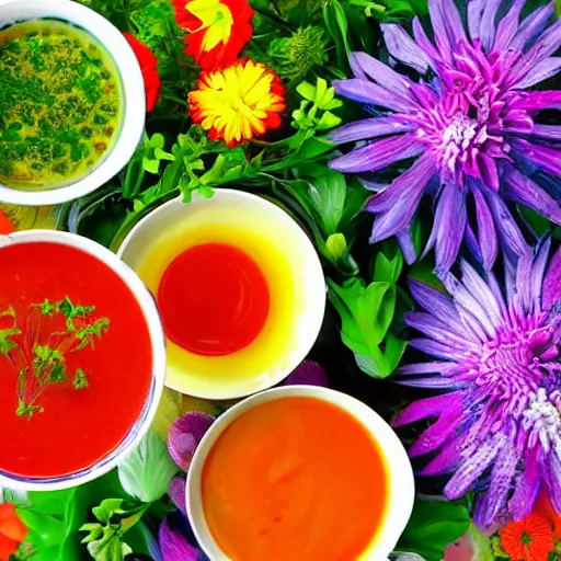 Image similar to a soup of a lot of different colourful flowers