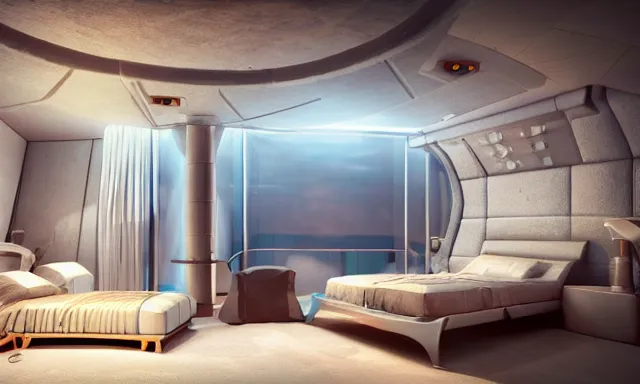 Image similar to a futuristic bedroom deep under the sea, photorealistic magazine picture, studio lighting, cozy, extremely detailed and realistic