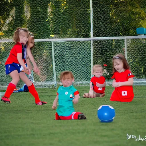 Image similar to final match in toddler soccer worldcup. 8k photos, nikon