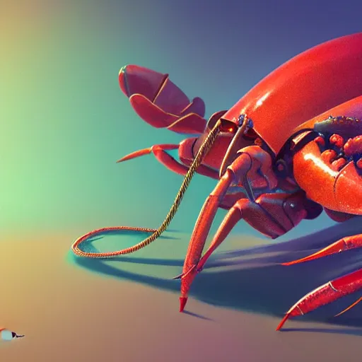 Image similar to detailed concept art illustration colorful pastel painting of a lobster telephone in full intricate details, ultra detailed, digital art, octane render, 4K, dystopian, micro details