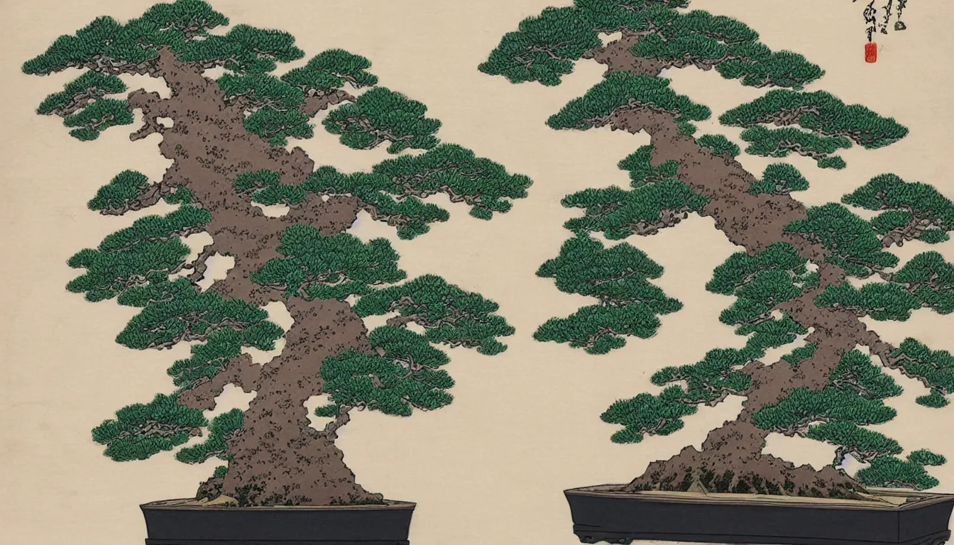 Image similar to bonsai hokusai