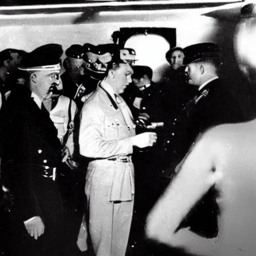 Image similar to ‘photo of Adolf hitler at a strip club, realistic, dramatic’