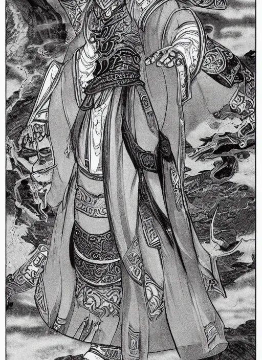 Image similar to xianxia hero, detailed, intricate, manga illustration