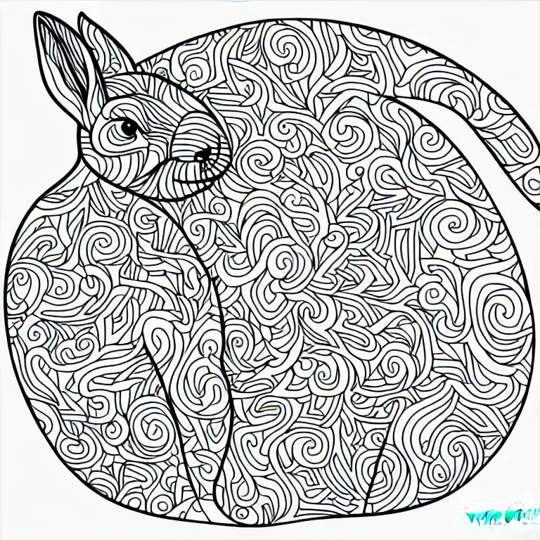 Image similar to beautiful rabbit, ornamental, fractal, line art, vector, outline, simplified, colouring page