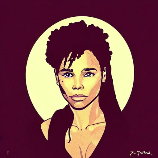 Image similar to “ zoe kravitz retro minimalist portrait by jean giraud, moebius starwatcher comic, sharp, smooth face, 8 k ”