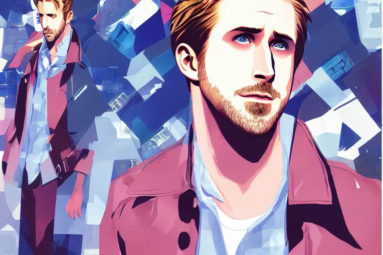 Prompt: ryan gosling illustration by shigenori soejima