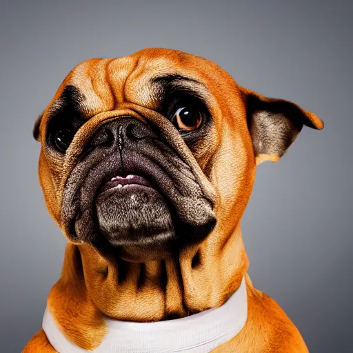 Prompt: a dog that looks exactly like steve harvey, studio lighting, 4 k, photorealistic, award winning