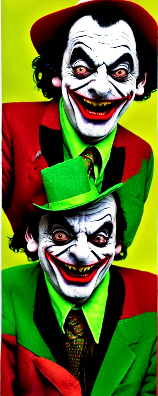 Prompt: mr. bean as joker, fantastic vivid color portrait - w 7 6 8