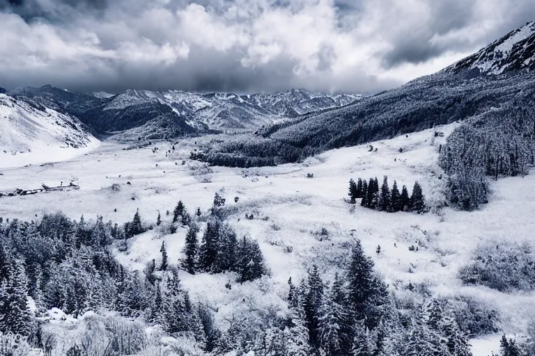 Image similar to landscape in snowy mountain by benjamin hardman