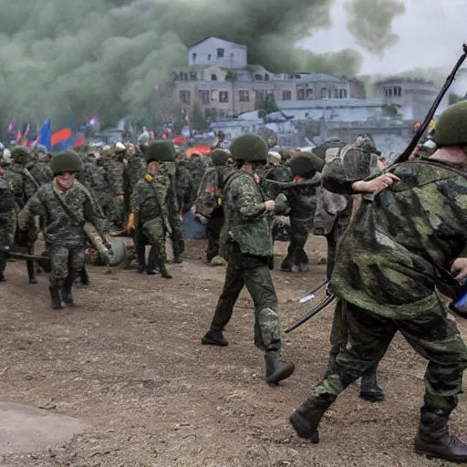 Prompt: an illustration of russian invasion of ukraine going terribly wrong