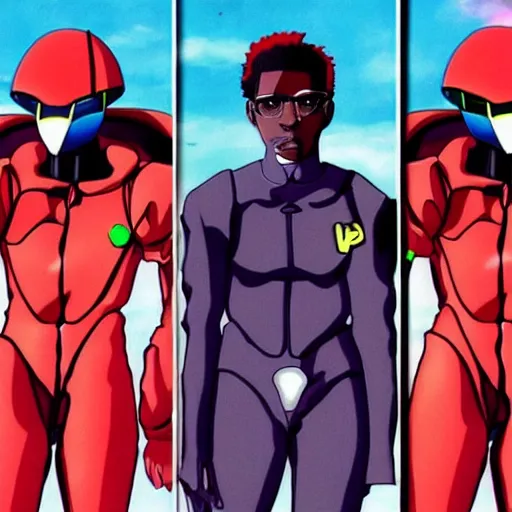 Image similar to kanye west in neon genesis evangelion