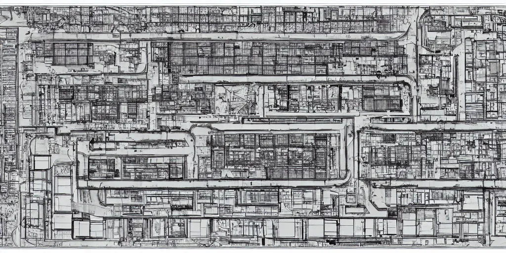 Image similar to Schematic, mining town, architecture blueprint, archive