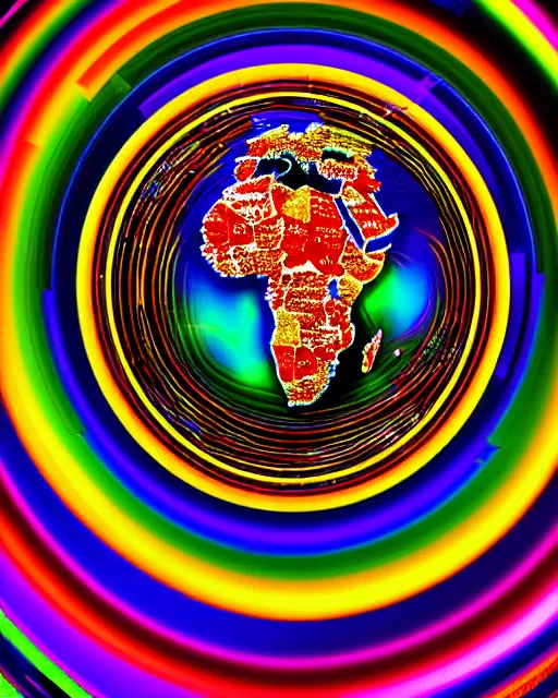 Prompt: a extremely ultra highly detailed hi - res ultra highly detailed colorful logo of africa black backround, zoom out, 8 k, high textures, ultra hyper sharp, insanely detailed and intricate, super detailed, 3 d render, 8 k hdr ultra high quality high polygon, psychedelic, retrowave, trippy, digital art,