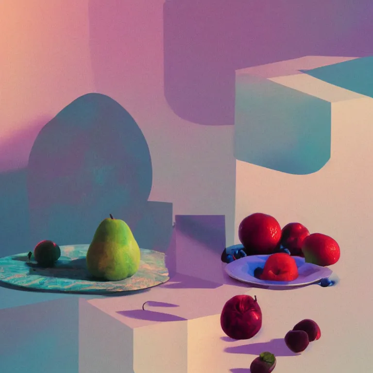 Prompt: still life fruit by beeple