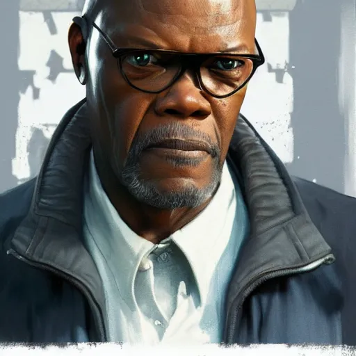 Prompt: Samuel L. Jackson as a loading screen in grand theft auto 5, intricate, highly detailed, digital painting, artstation, concept art, sharp focus, illustration, art by greg rutkowski and alphonse mucha