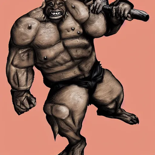 Image similar to An orc with a boar in a suplex, detailed digital art