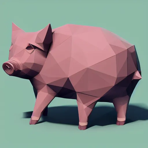 Image similar to low poly isometric pig on a blank background