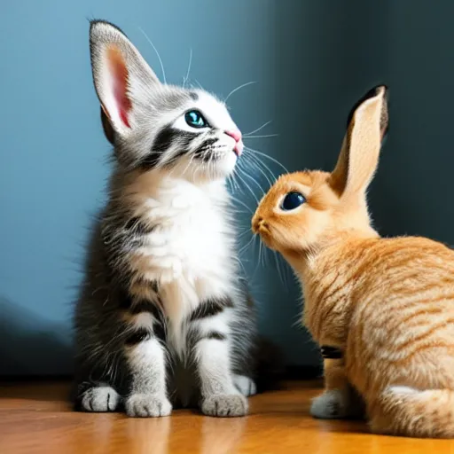 Prompt: Kitten and Bunny in therapy