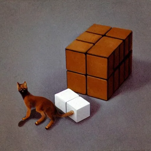 Prompt: Abyssinian cat in the form of a Rubik\'s cube