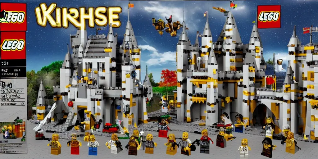 Image similar to lego castle with knights in front