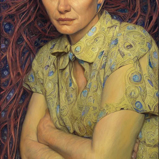 Prompt: portrait of an unusual female survivor, by donato giancola.