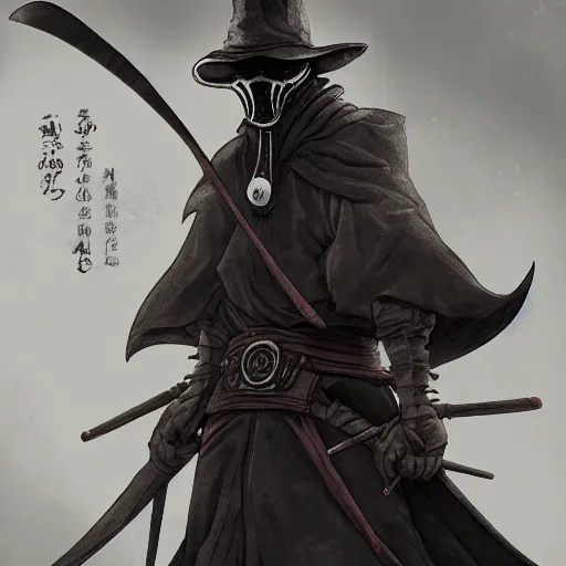 Image similar to plague doctor samurai, dynamic lighting, fantasy concept art, trending on art station, stunning visuals, creative, cinematic, ultra detailed, extreme detailed, 8 k, detailed