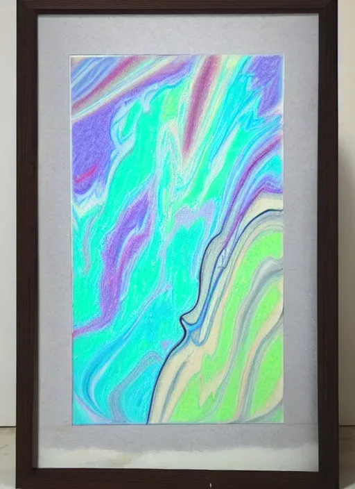 Prompt: pastel drawing of tempered glass art abstract fluid marble euphoria ckmy