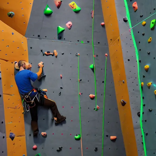 Prompt: Thicc Abraham Lincoln climbing the ultimate indoor climbing wall