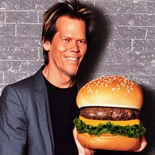 Image similar to kevin bacon inside a giant cheeseburger