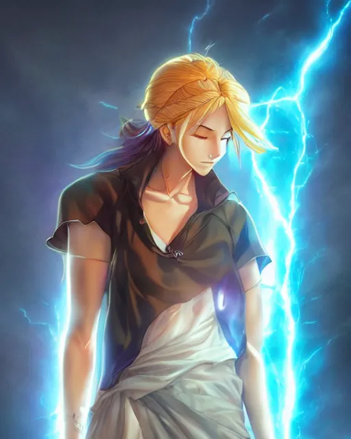 Prompt: the goddess of lightning, full shot, atmospheric lighting, detailed face, one piece style, by makoto shinkai, stanley artgerm lau, wlop, rossdraws