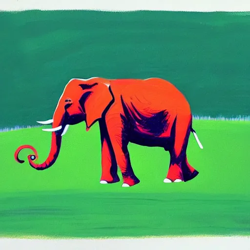 Prompt: an elephant on a green meadow art by Darwyn Cooke