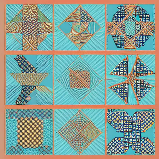 Prompt: 2 d vector quilt pattern block concept