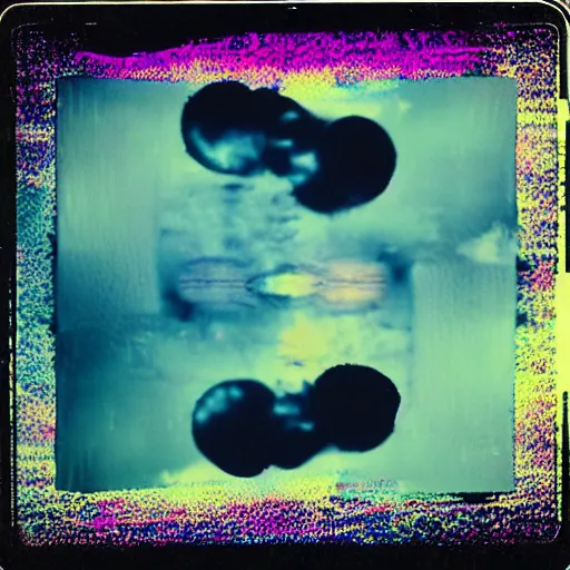 Prompt: polaroid of a cute expressive random dream, collage, reflection, double exposure, glitch, gradient, chromatic aberration, fog