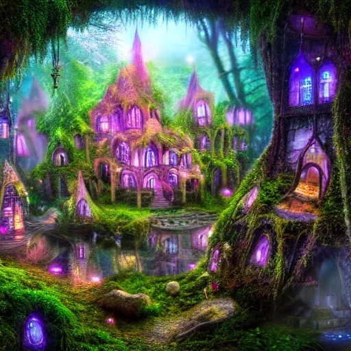 Prompt: photo inside an ethereal magical fairy city, highly detailed, 4k, HDR,