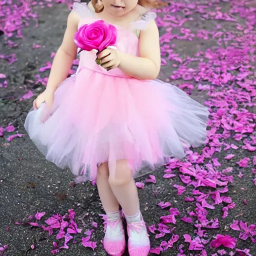 Image similar to pink pastel fairy girl + pink rose + fairy girl + rose and flower petal skirt