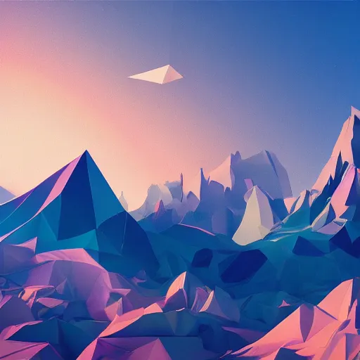 Prompt: super detailed color lowpoly art, big graphic seiner ship, on sunset view with mountains, unreal engine, high contrast color palette, 3 d render, lowpoly, colorful, digital art, perspective, full volume composition, syd mead