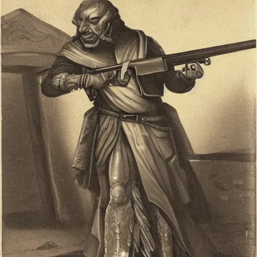 Image similar to diogen of synope holding a shotgun
