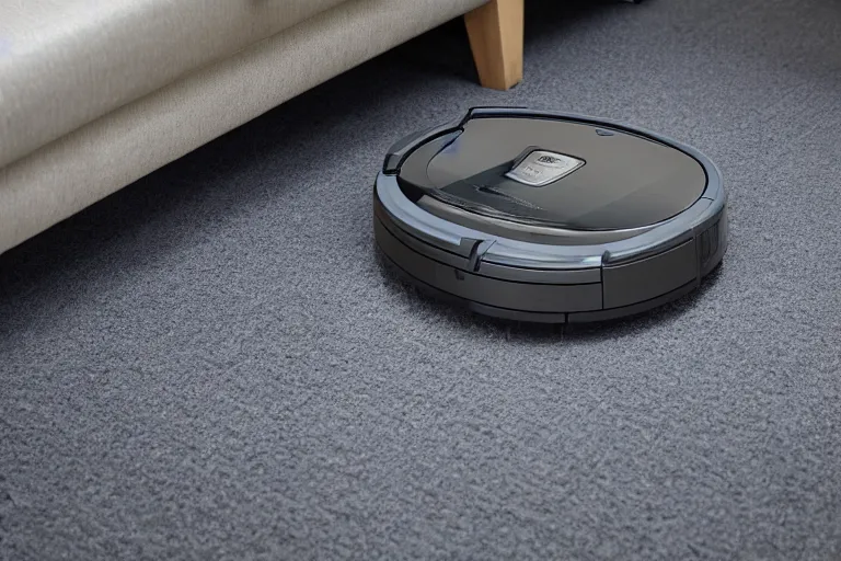 Prompt: a high detailed picture of a robot vacuum cleaner, 8k, very detailed, photo realistic