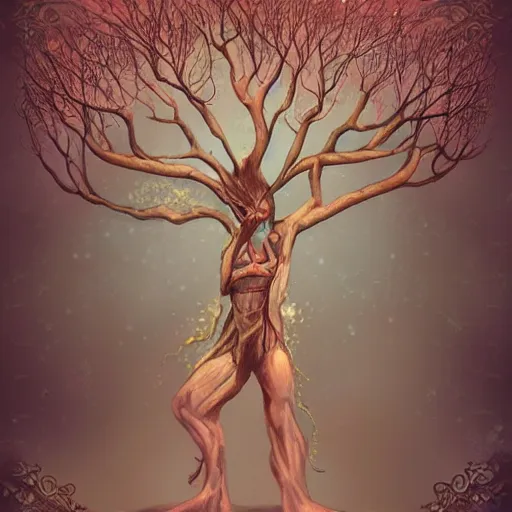 Image similar to alluring magical tree humanoid, digital art, trending on artstation