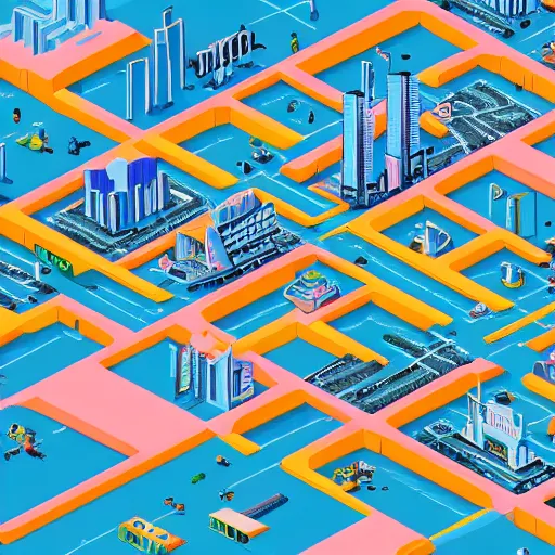 Image similar to pixorama of city of tokyo, silicon valley, complex illustration, eboy, ecity, pixel art, kai vermehr, steffen sauerteig, svend smital, three - dimensional isometric illustration, 3 d isometric pixel art, high detailed, trending on artstation