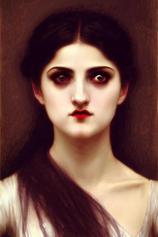 Prompt: victorian vampire black hair teeth, painting by rossetti bouguereau, detailed art, artstation