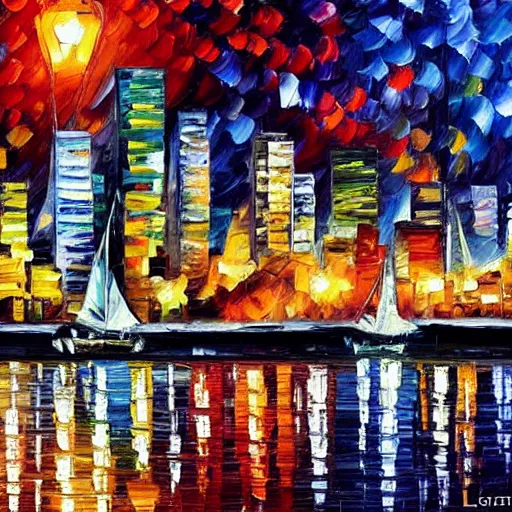 Image similar to oil painting of seattle by leonid afremov