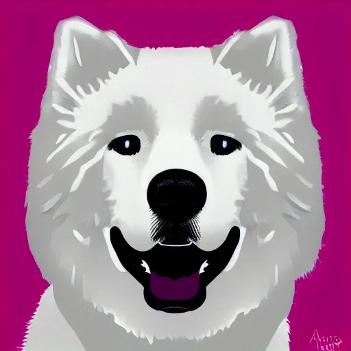 Image similar to a samoyed by andy warhol, digital art, trending on artstation