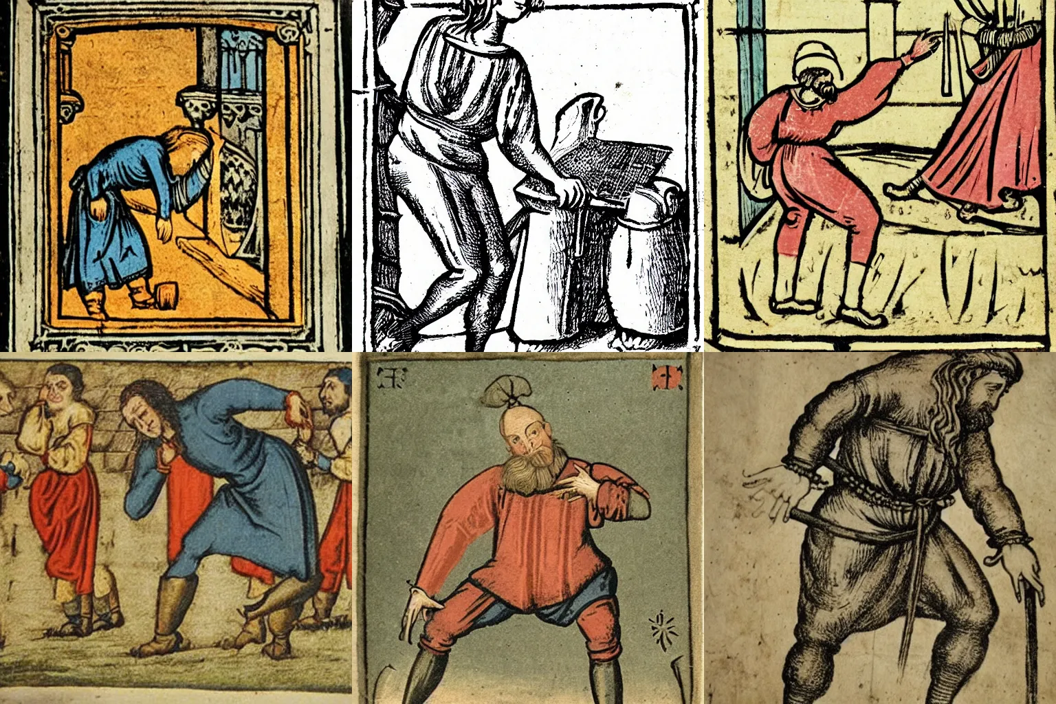 Prompt: Medieval lithograph of peasant twerking